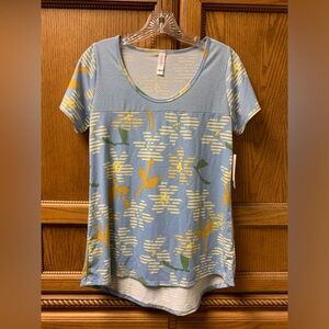 LuLaRoe Women’s Classic T Shirt Blue Yellow Floral Size XS